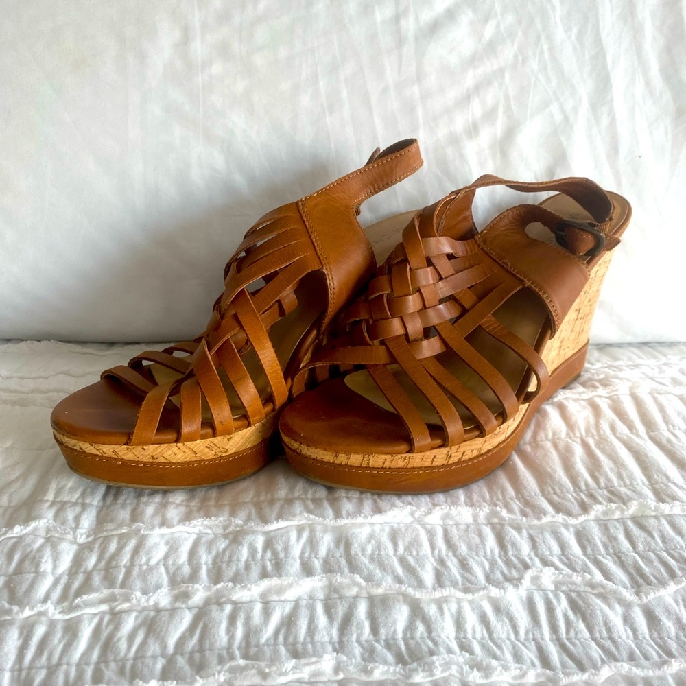 Michael Kors Brown Strappy Wedge Sandals